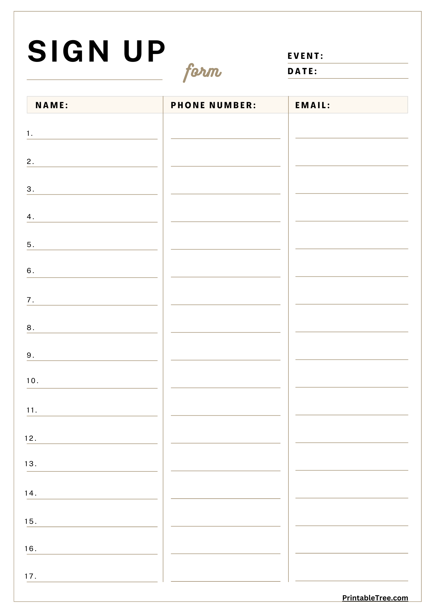 Printable Sign Sheets Printable Free Templates