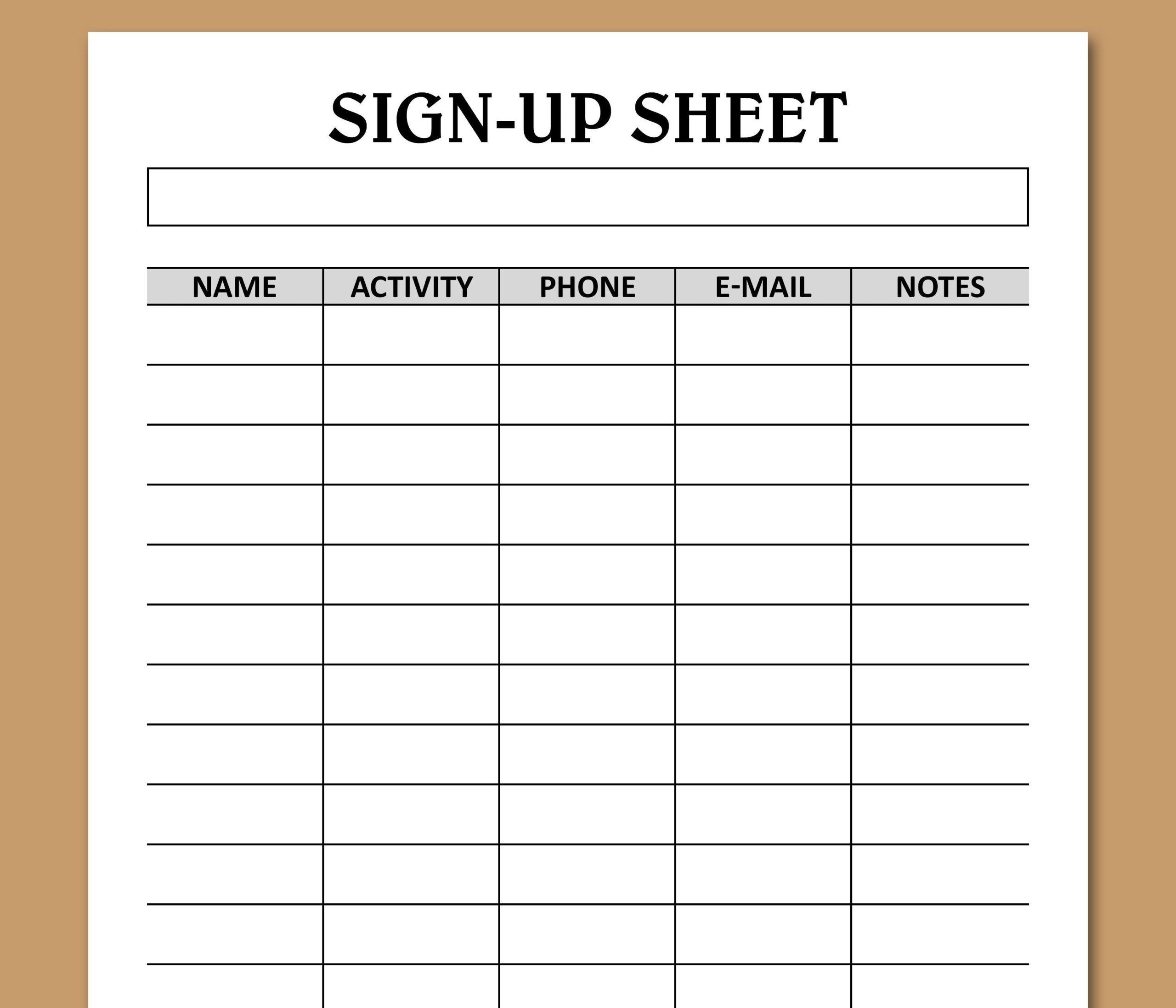 Printable Sign Up Sheet My XXX Hot Girl