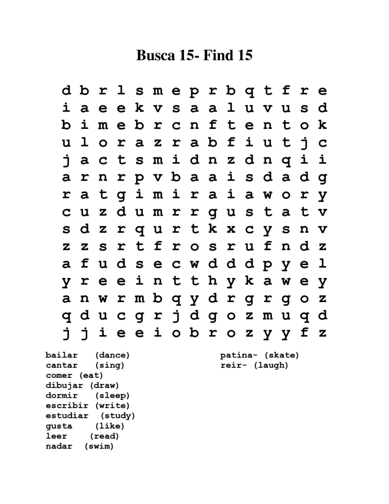 Printable Spanish Word Search Puzzles Word Search Printable Printable