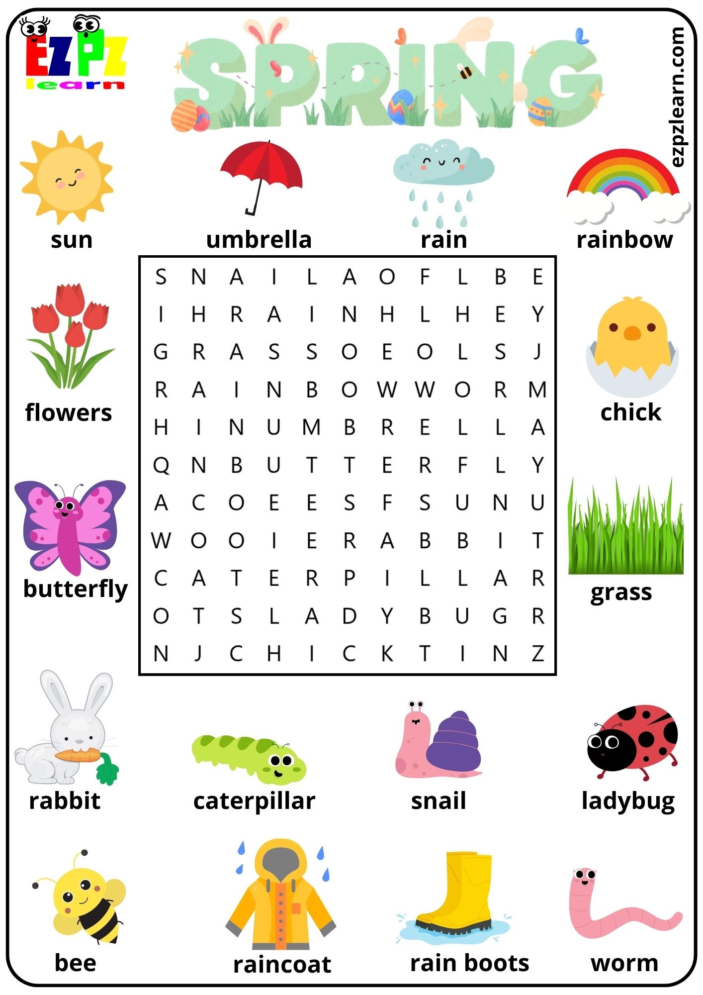 Printable Spring Word Search Adults Word Search Maker