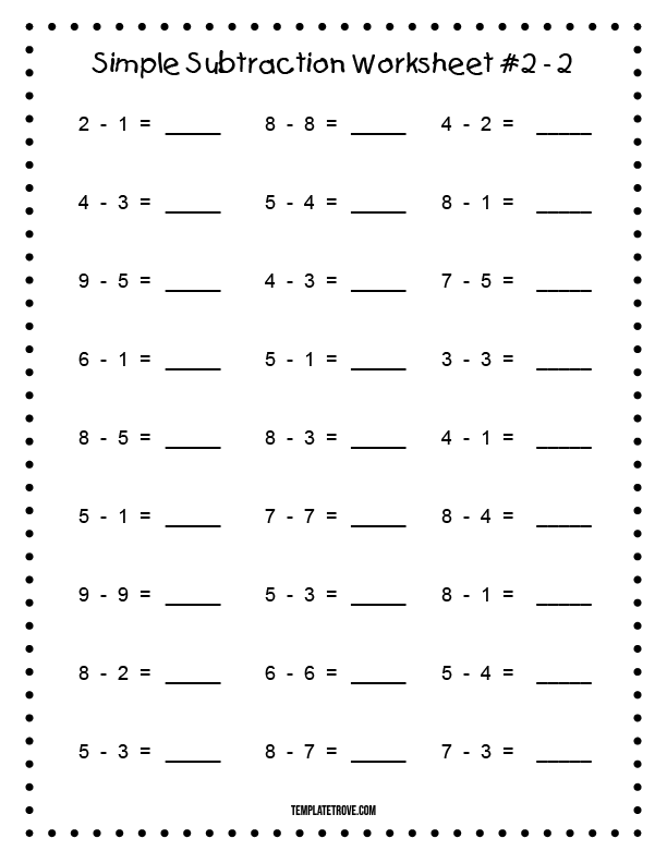 Printable Subtraction Worksheets Math Practice For Kids