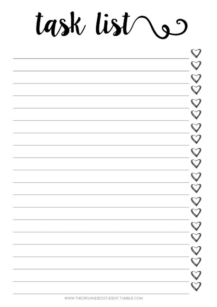 Printable Task List Room Surf
