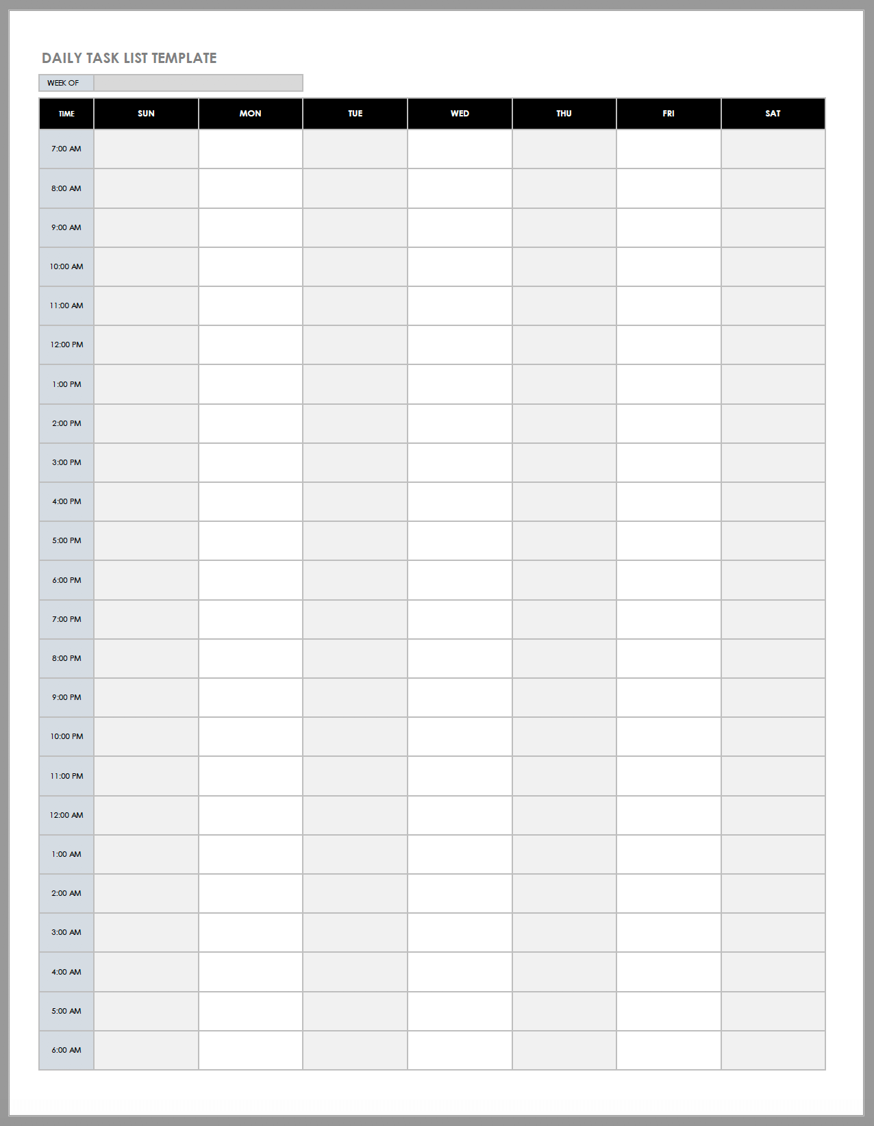 Printable Task List Sheet Riset