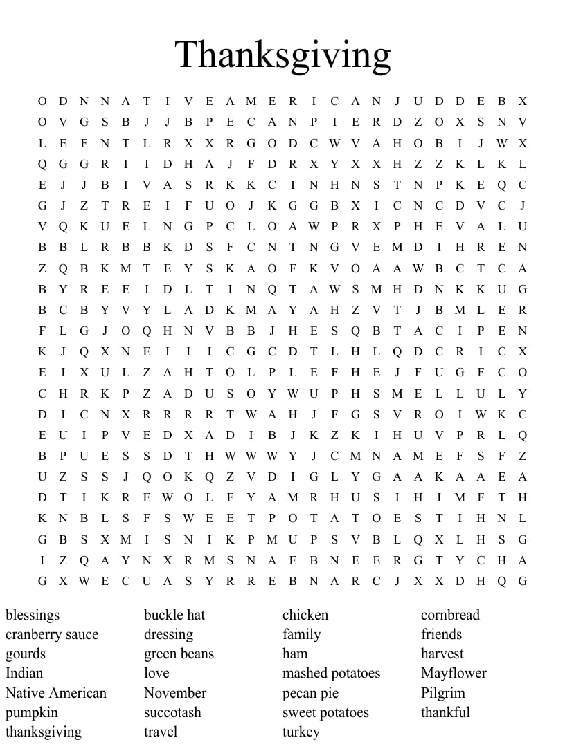Printable Thanksgiving Word Search Puzzles Printable JD