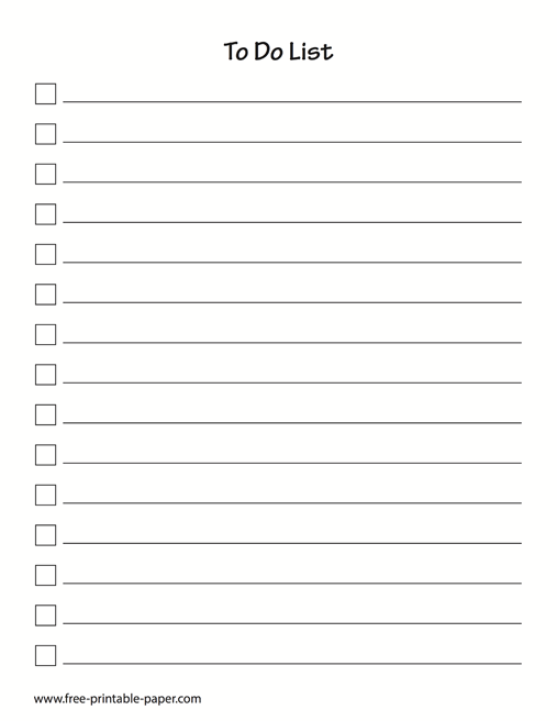 Printable To Do Checklist To Do List Template Free printable paper