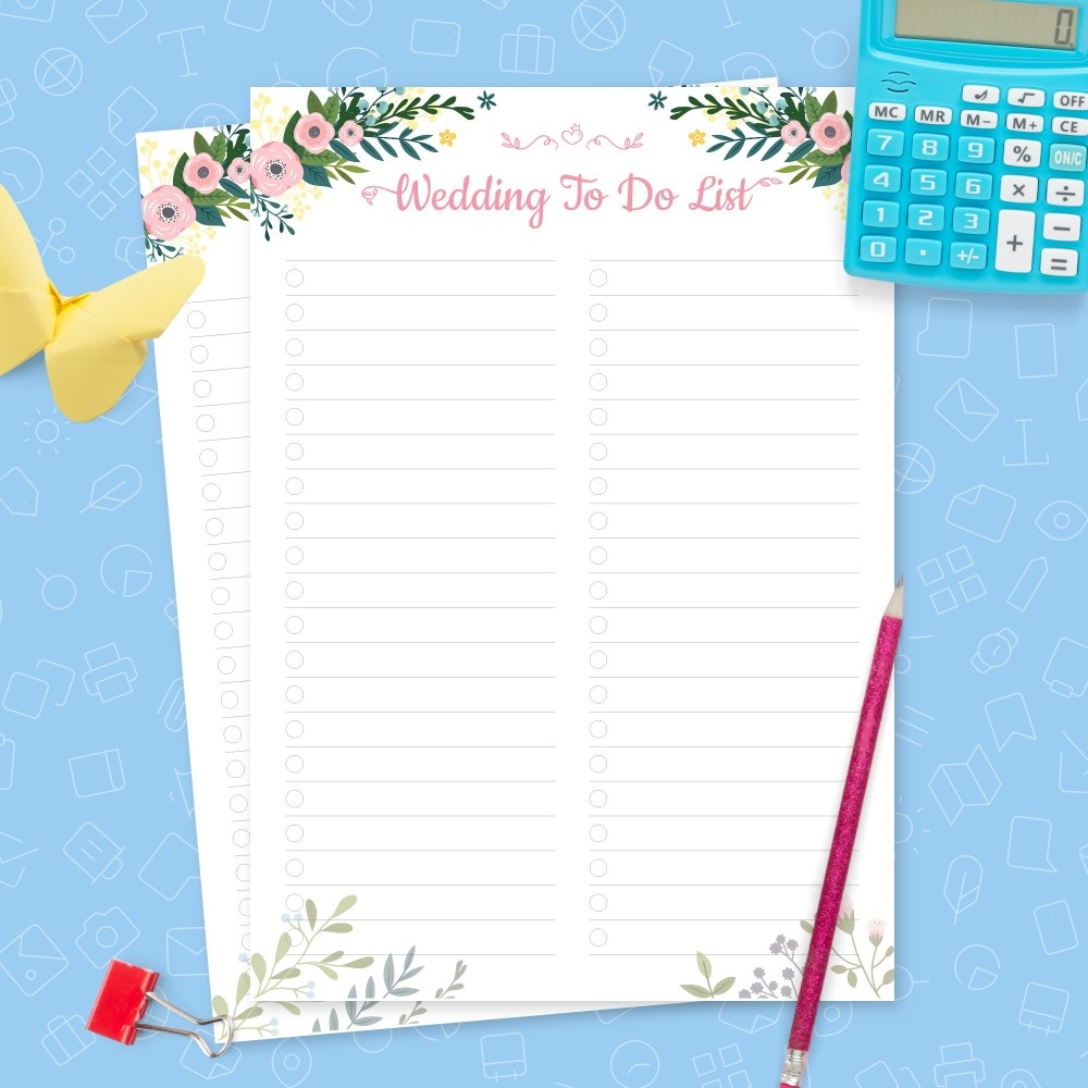 Printable Wedding To Do List