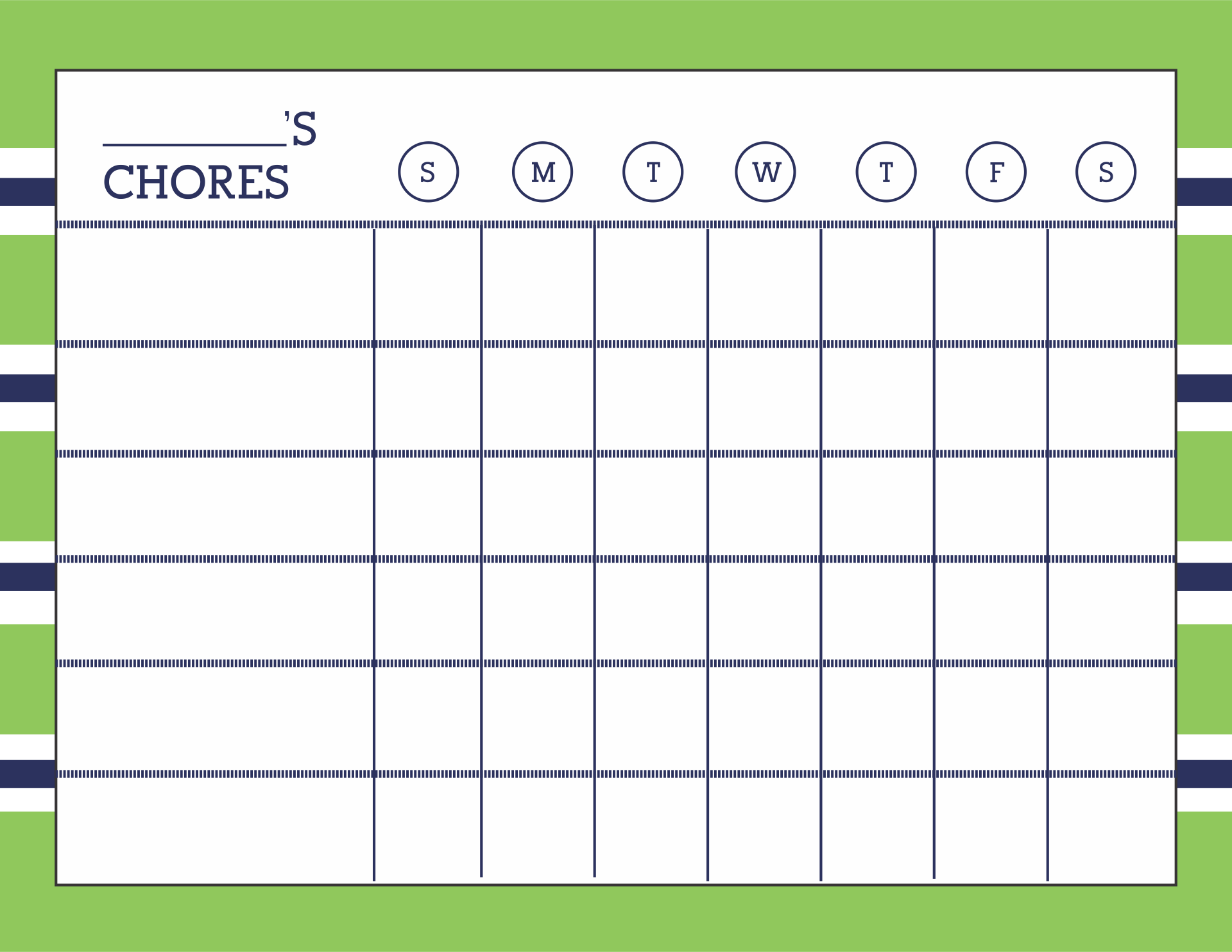 Printable Weekly Chore Chart Template Printable Templates