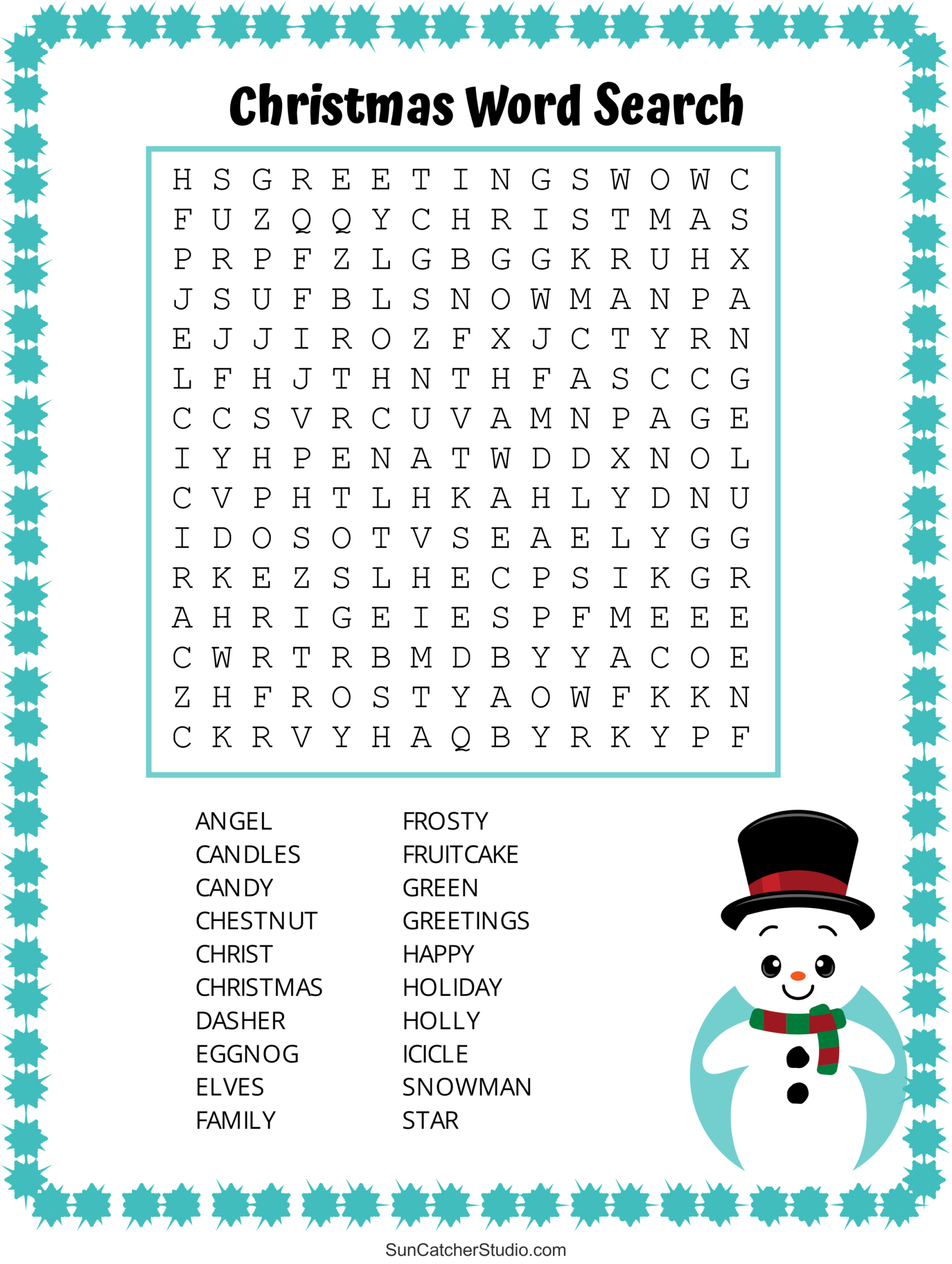 Printable Word Searches Christmas FREE Printable A Z