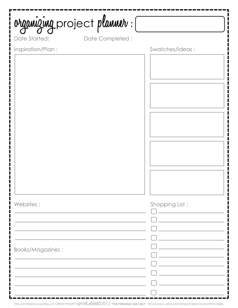 Project Planner Printable Teensbery
