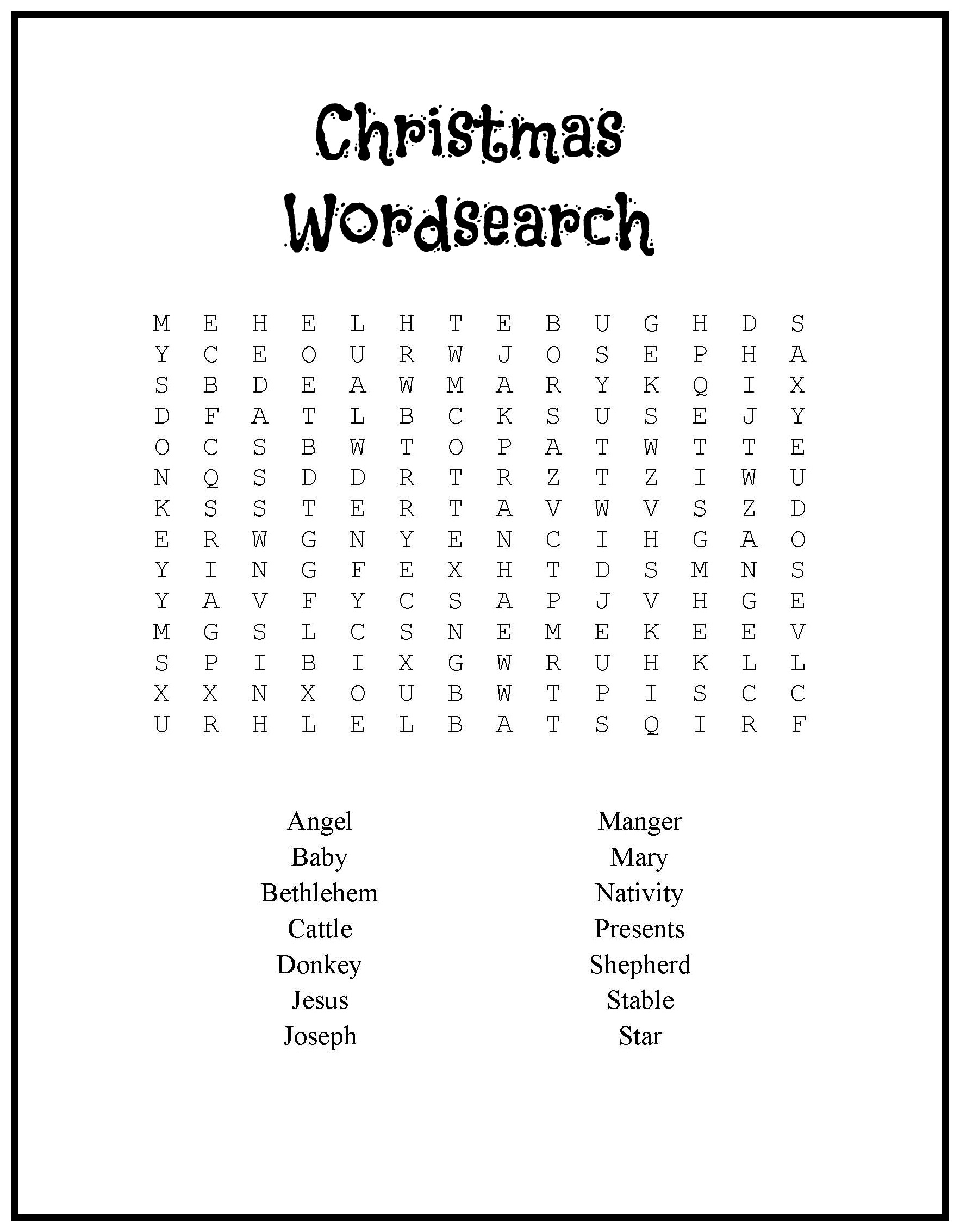 Religious Christmas Word Search Puzzles Printable Word Search Printable
