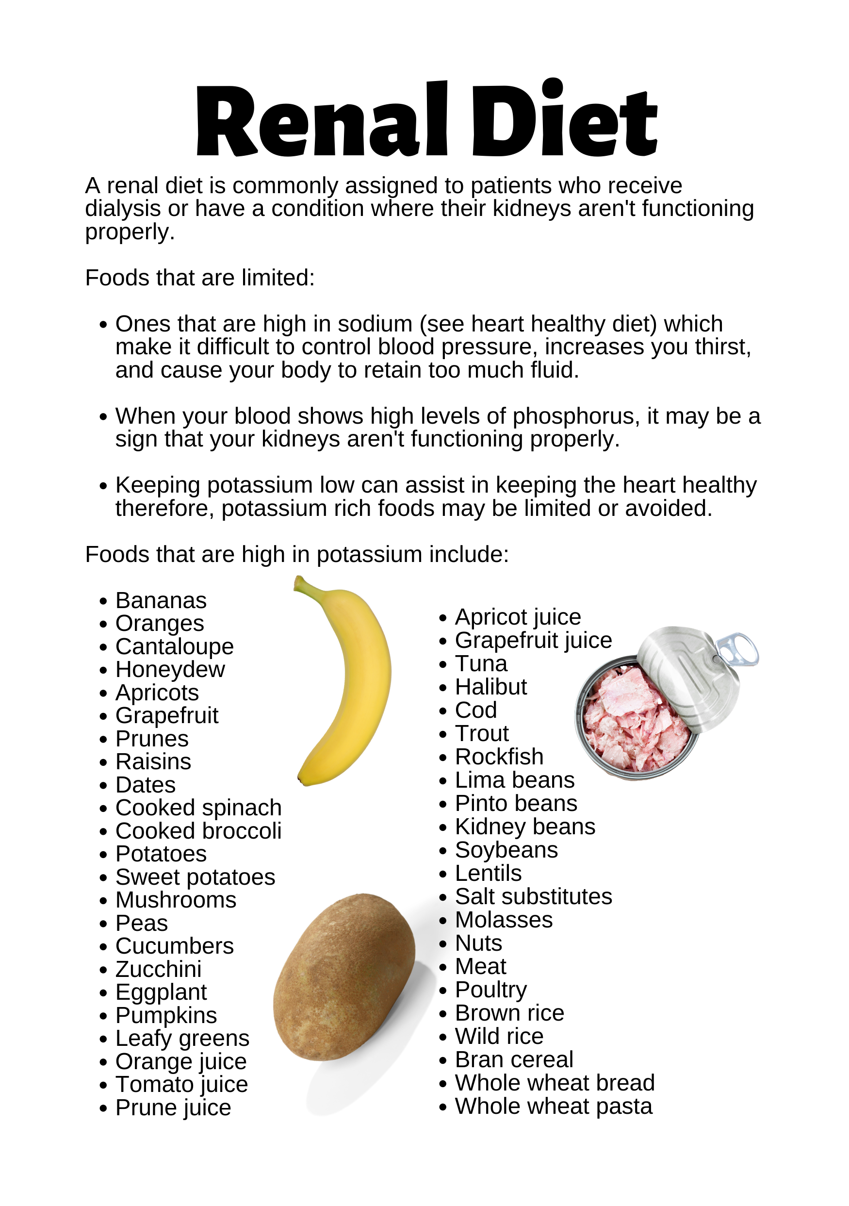 Renal Diet Infographic Kidney Healthy Foods