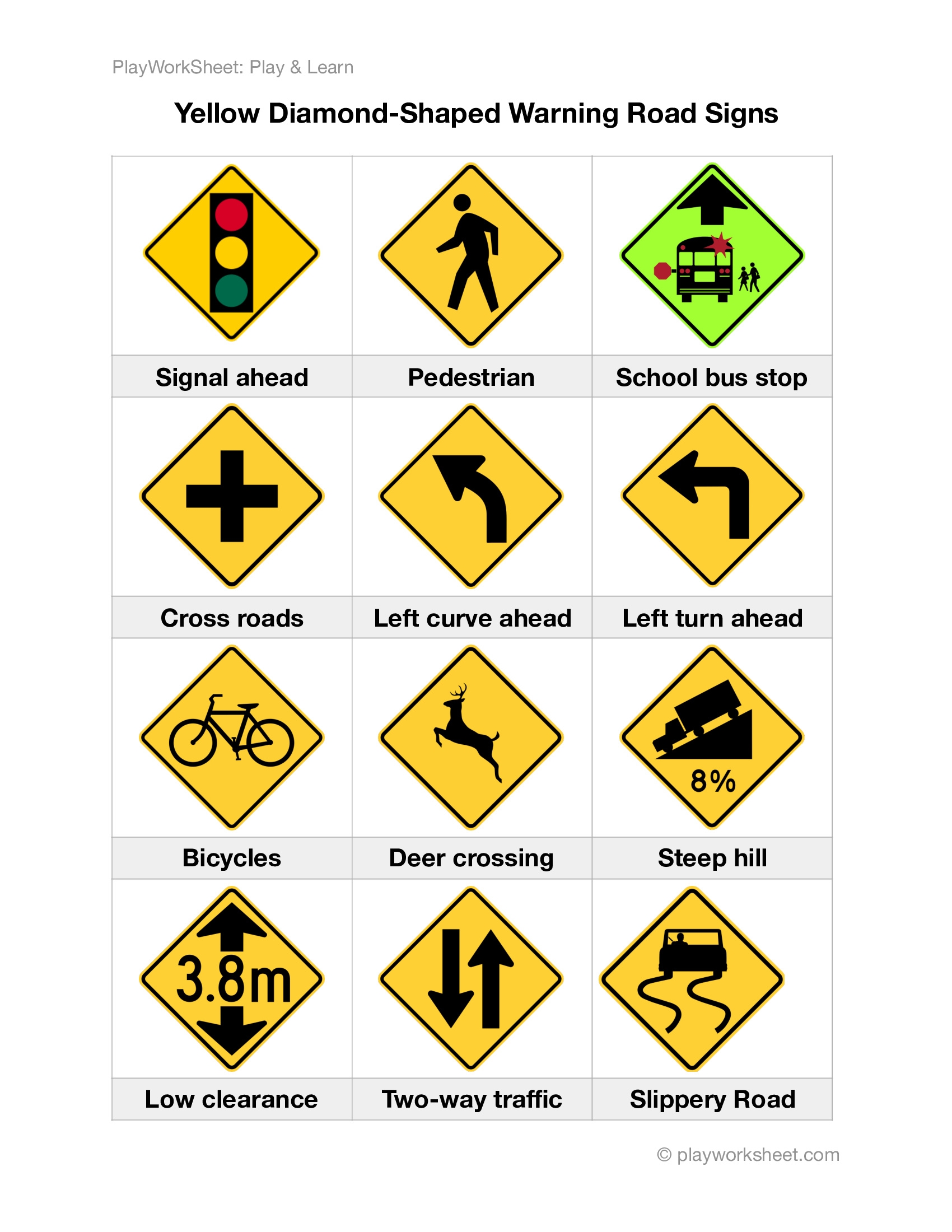 Road Signs Printable