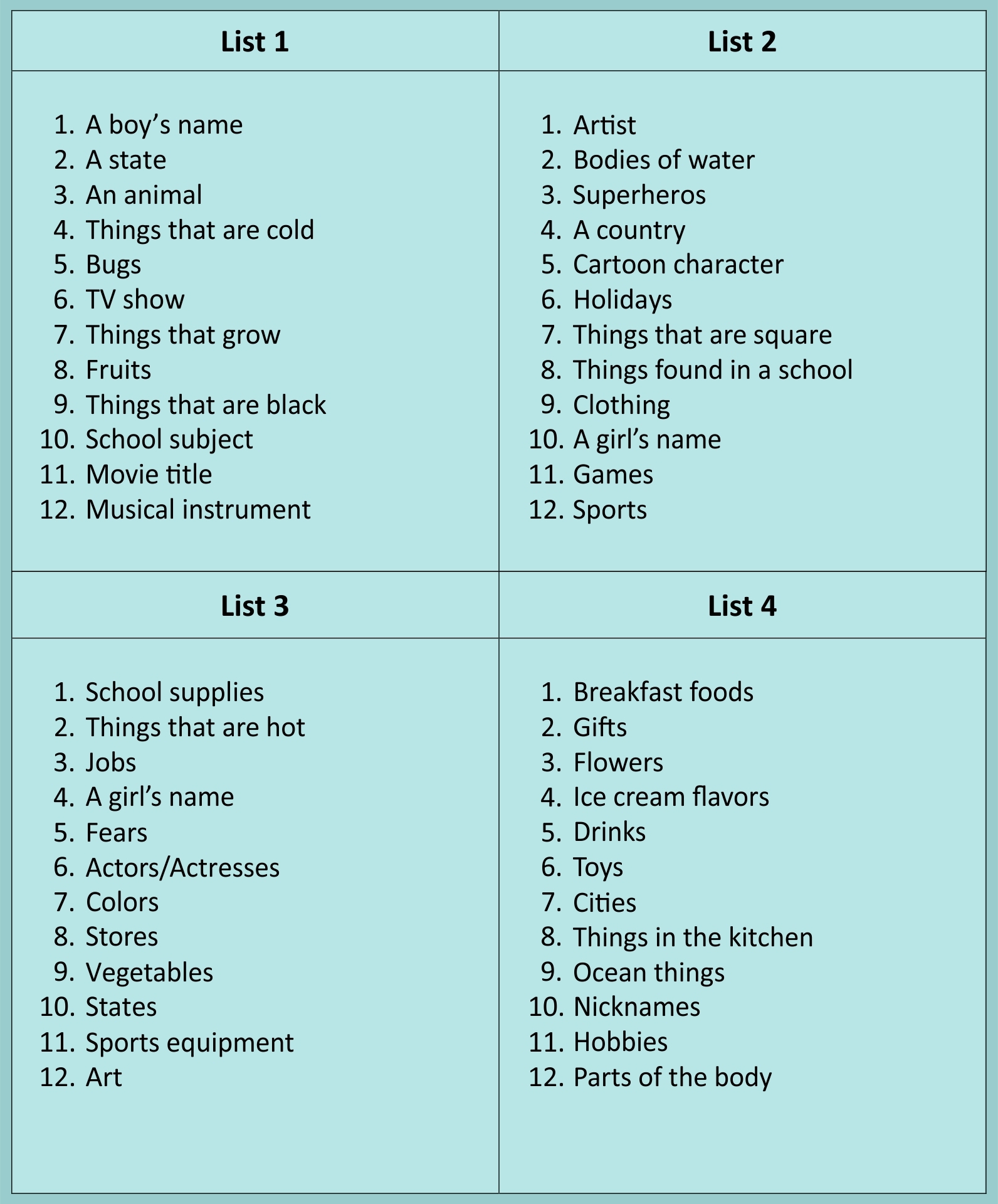 Scattergories Lists 6 Free PDF Printables Printablee