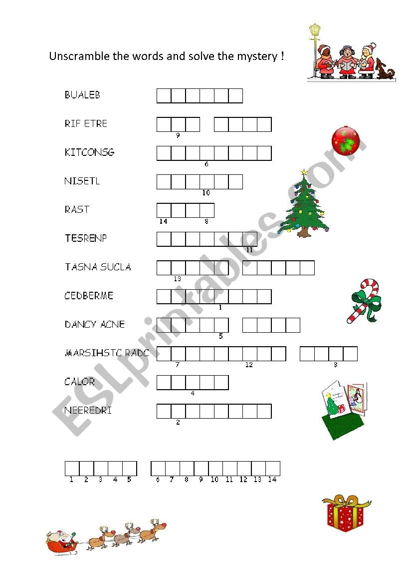Scrambled Christmas Words