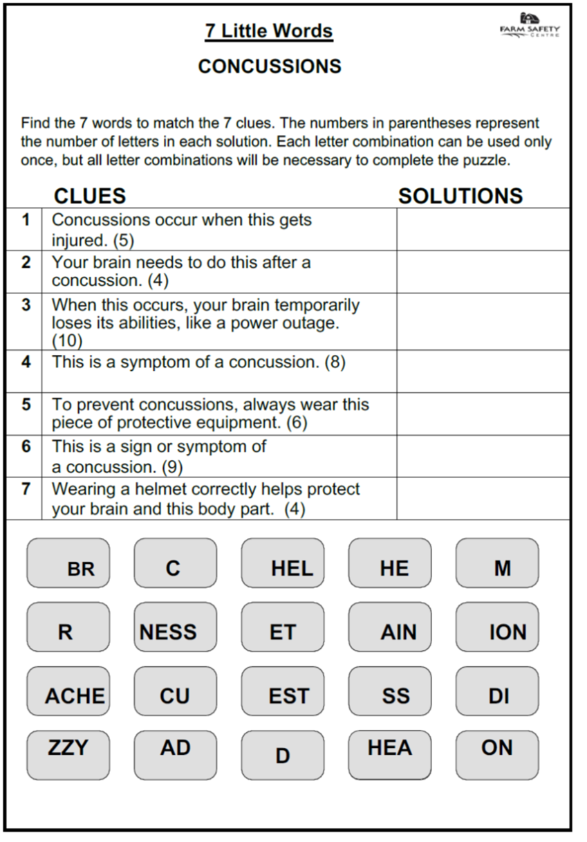 Seven Little Words Farm Safety Centre