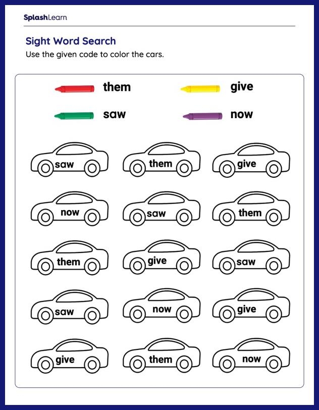 Sight Word Color By Number Printable Infoupdate