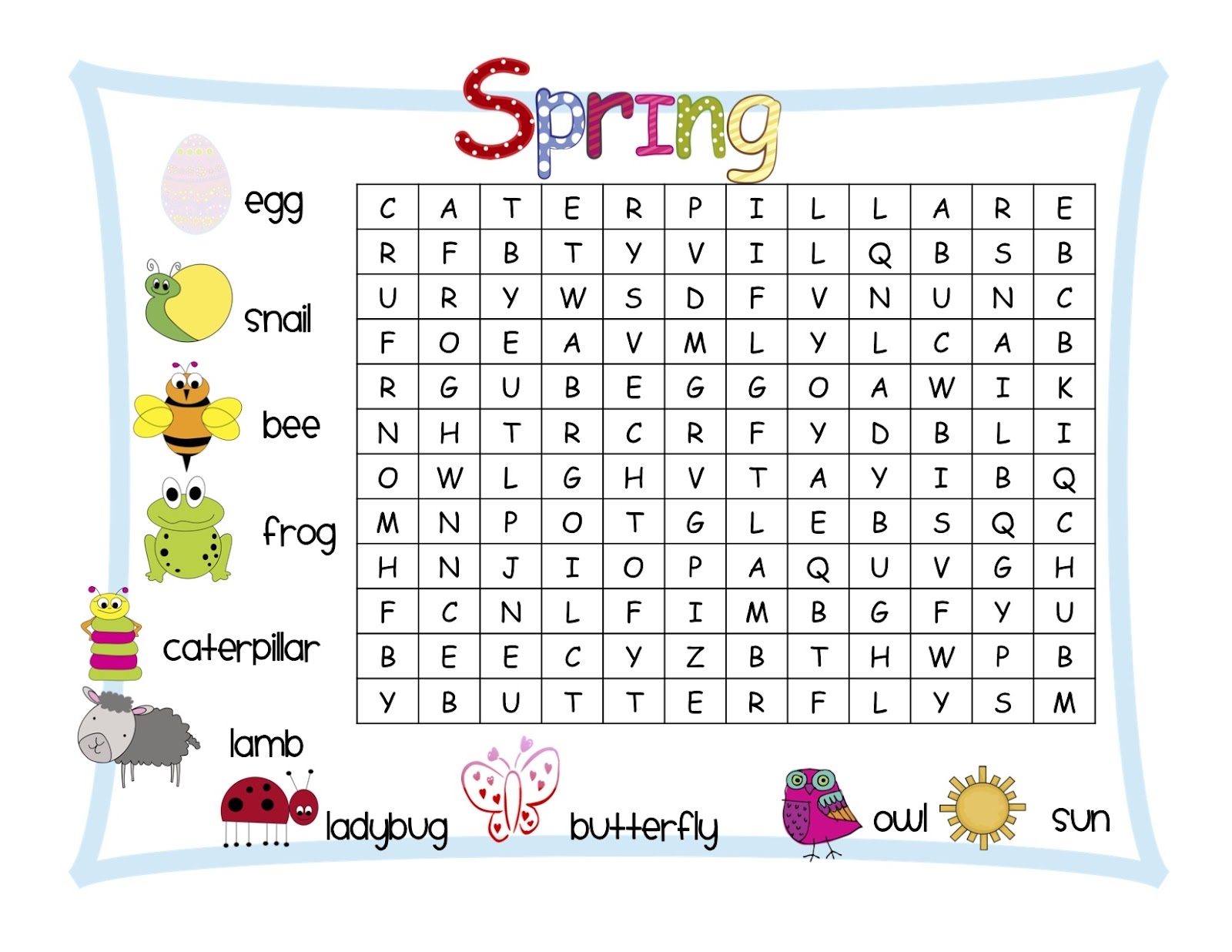 Spring Word Searches Printable Printable Word Searches
