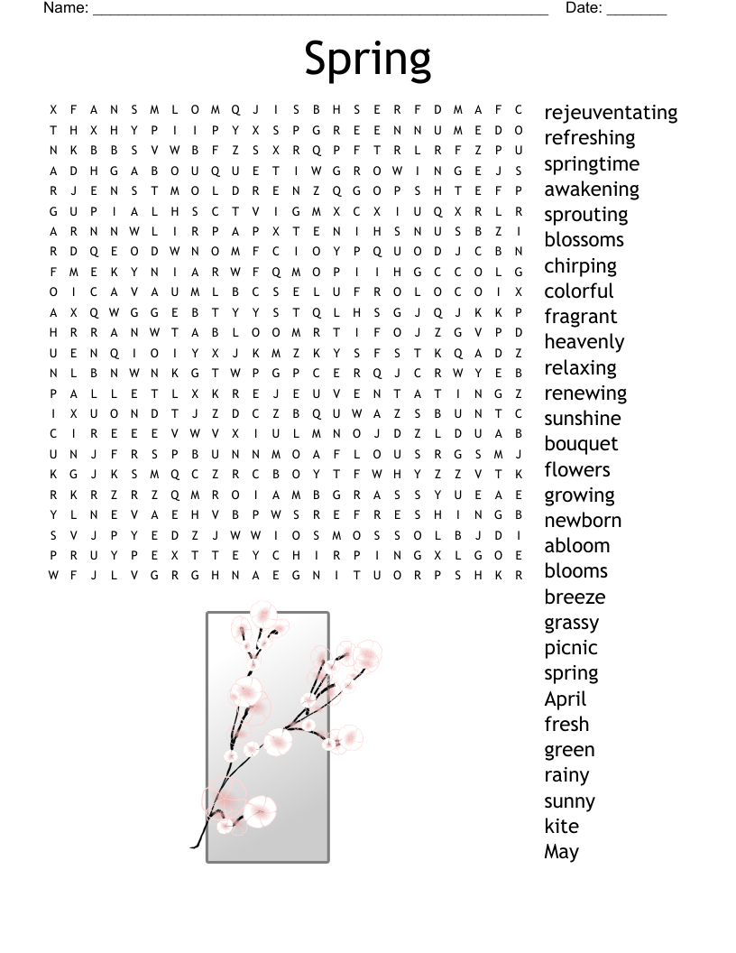Spring Word Searches Printable Word Search Printable