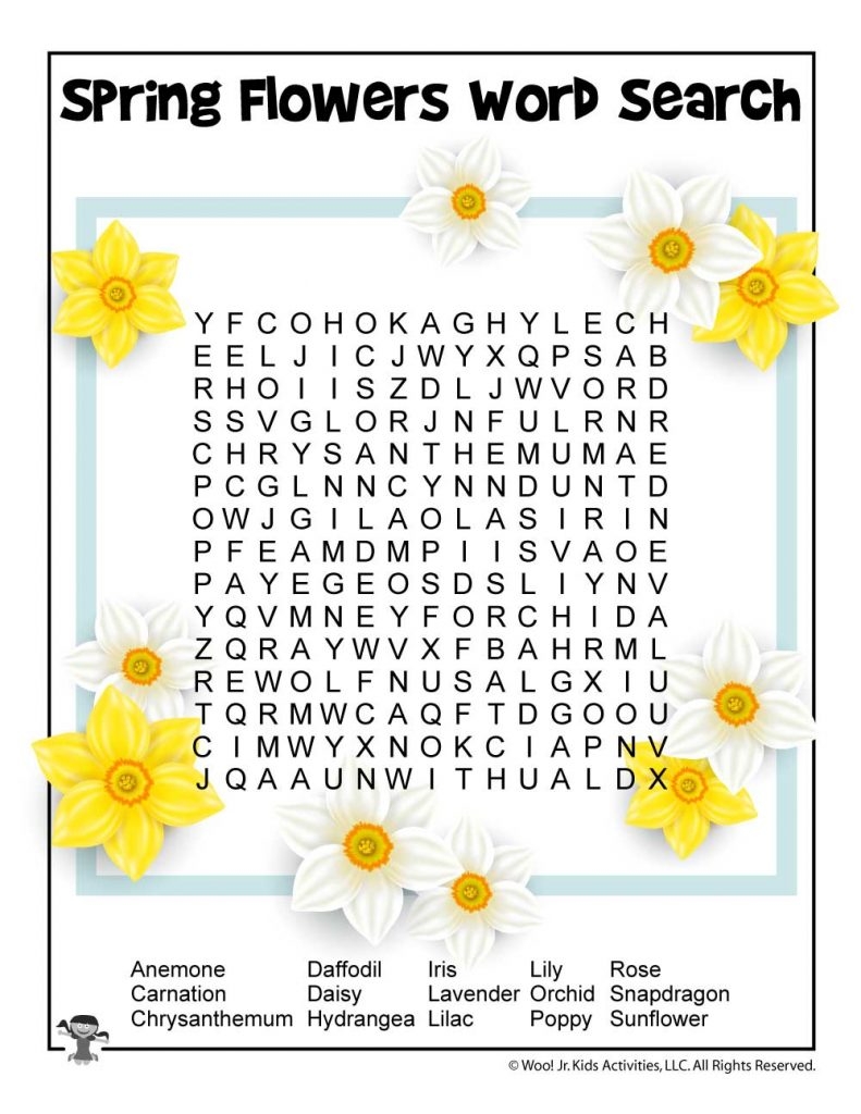 Springtime Word Search Printable Printable Word Searches