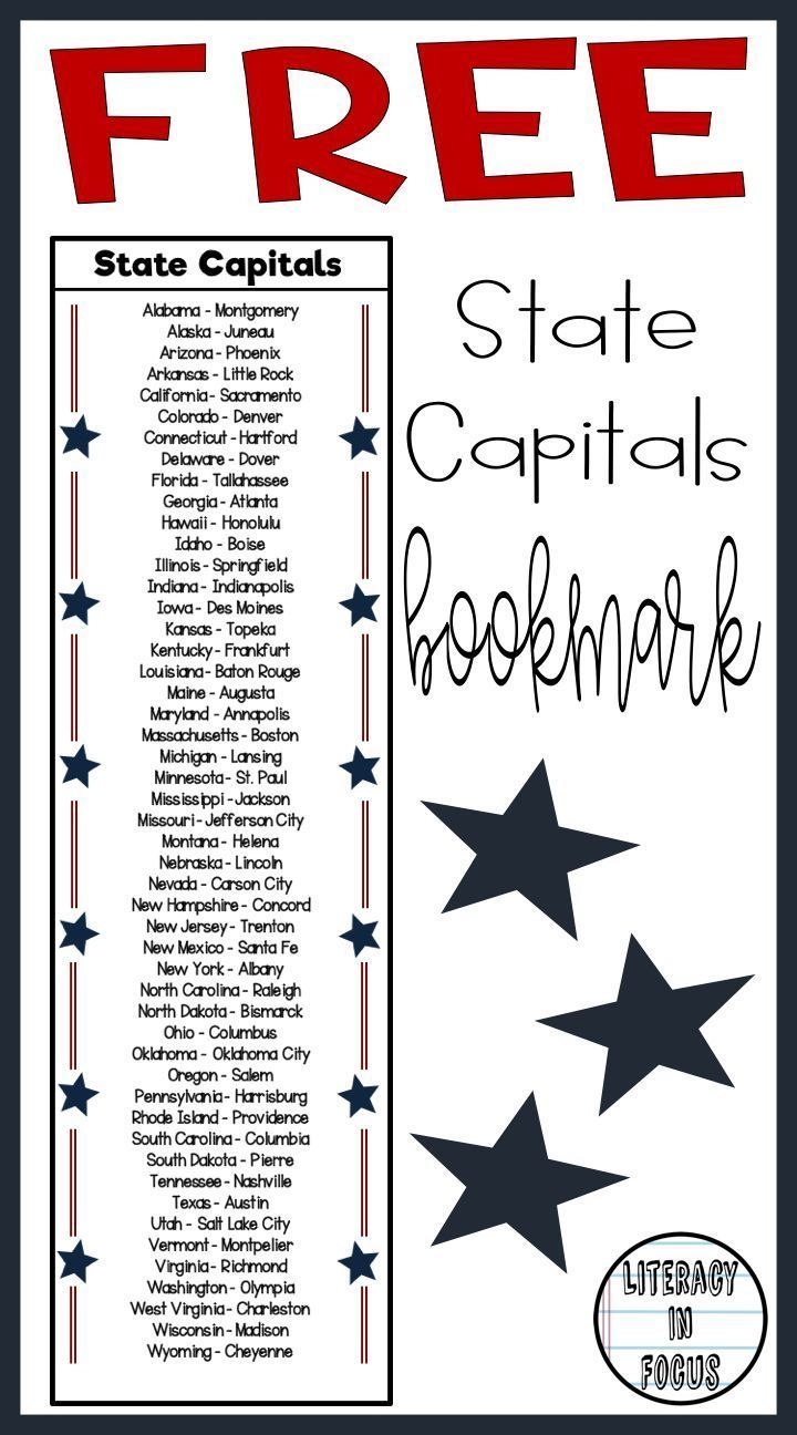 State Capitals Printable List