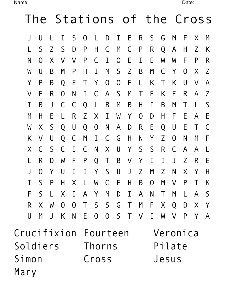 Stations Of The Cross Search Word Printable Word Search Maker