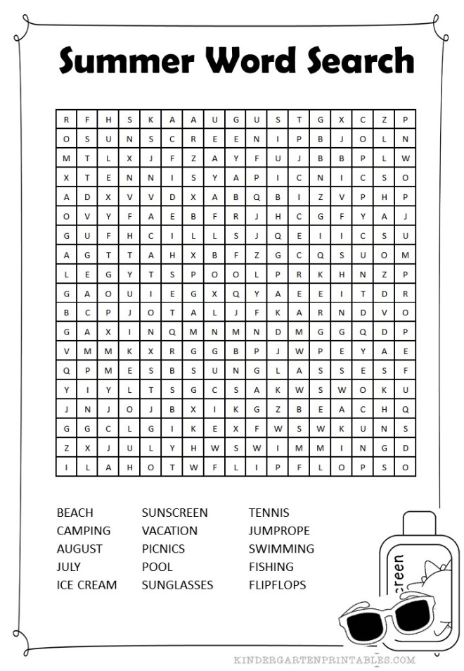 Summer Word Search Free Printable