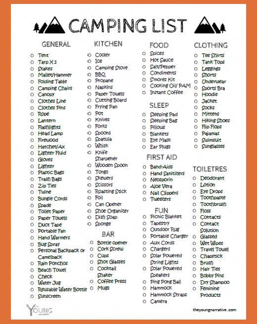 Tent Camping List Printable Printable Word Searches
