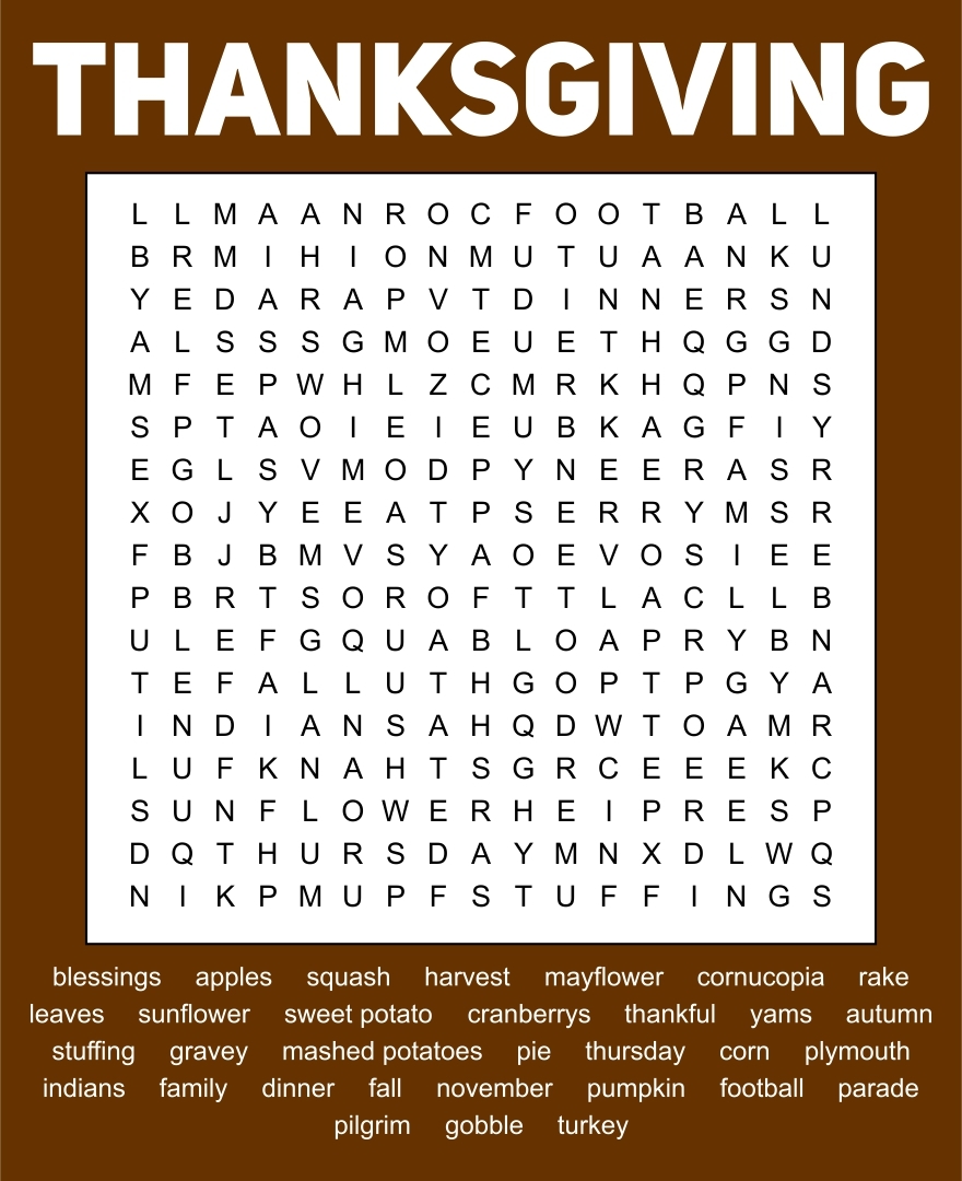 Thanksgiving Word Finds 13 Free PDF Printables Printablee