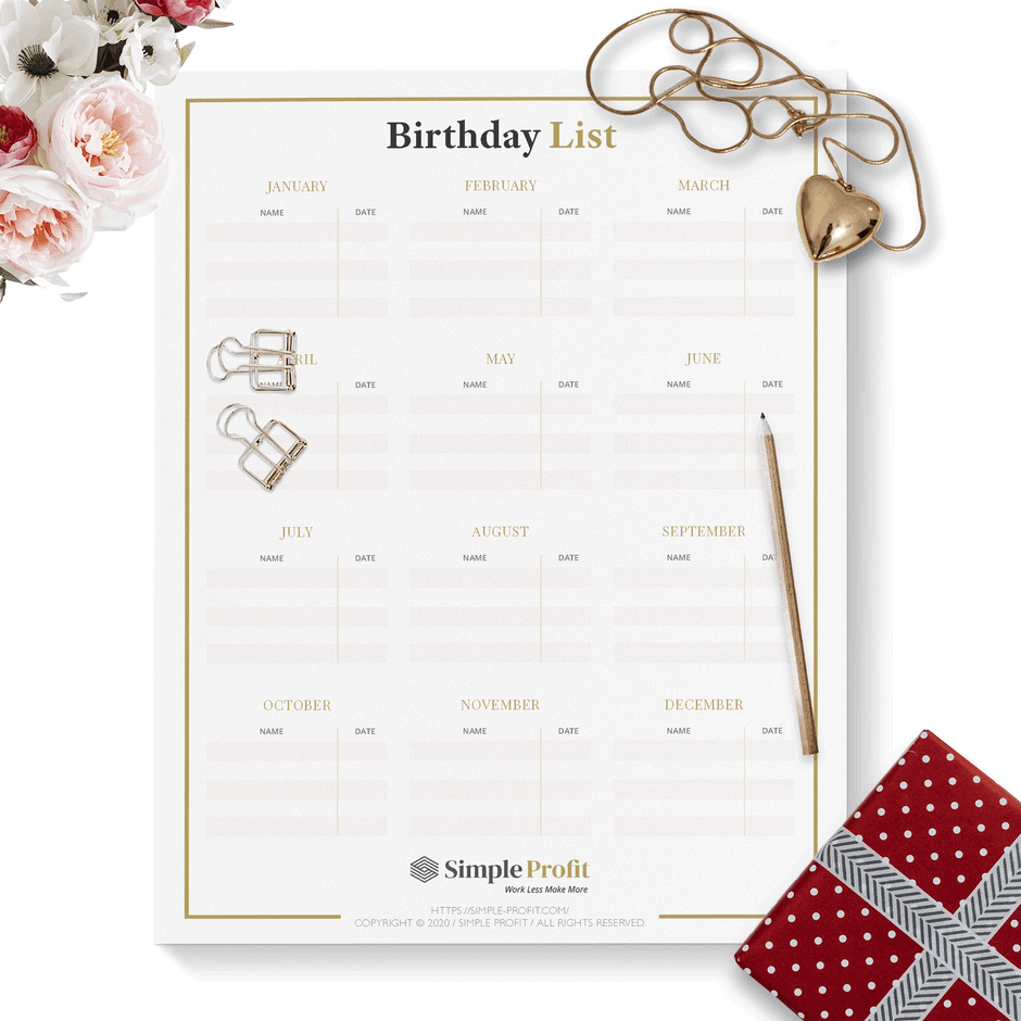 The Best Free Birthday List Printable Angela Giles