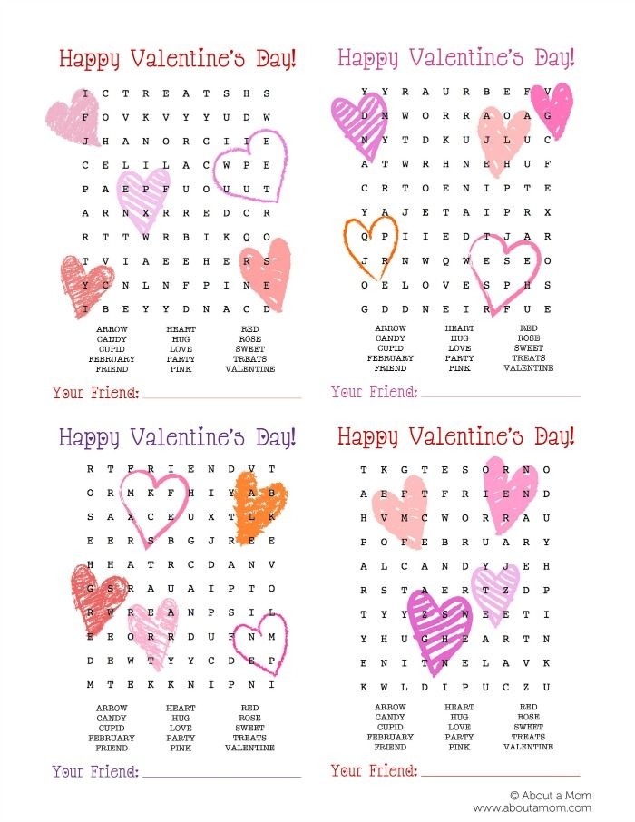 Valentine Word Search Printable For Kids