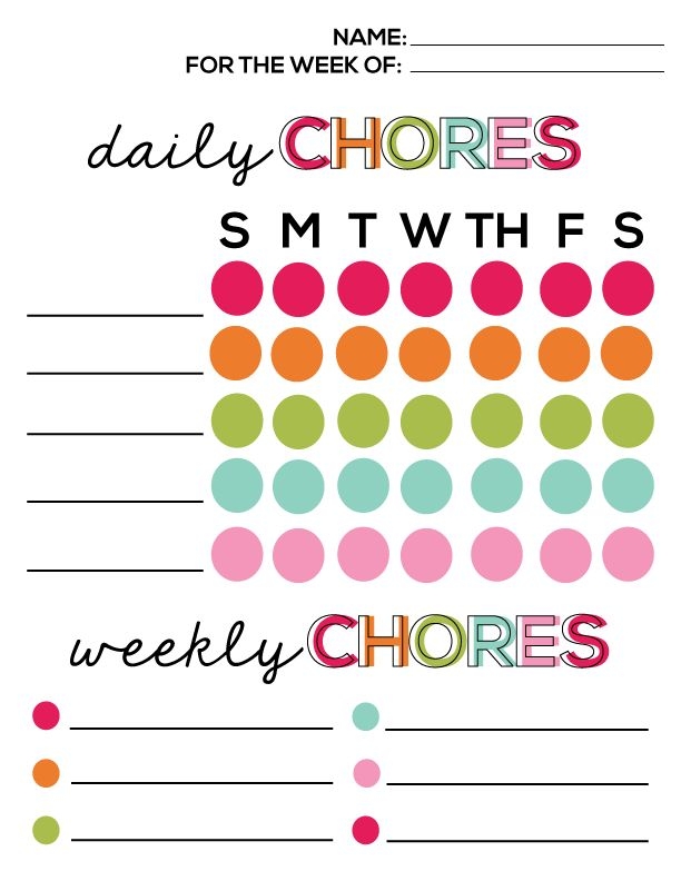 Weekly Chore List Printable Printable Calendars AT A GLANCE