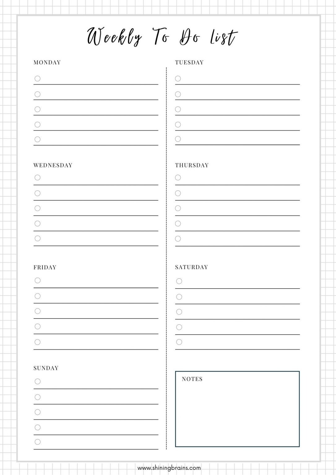Weekly To Do List Printable