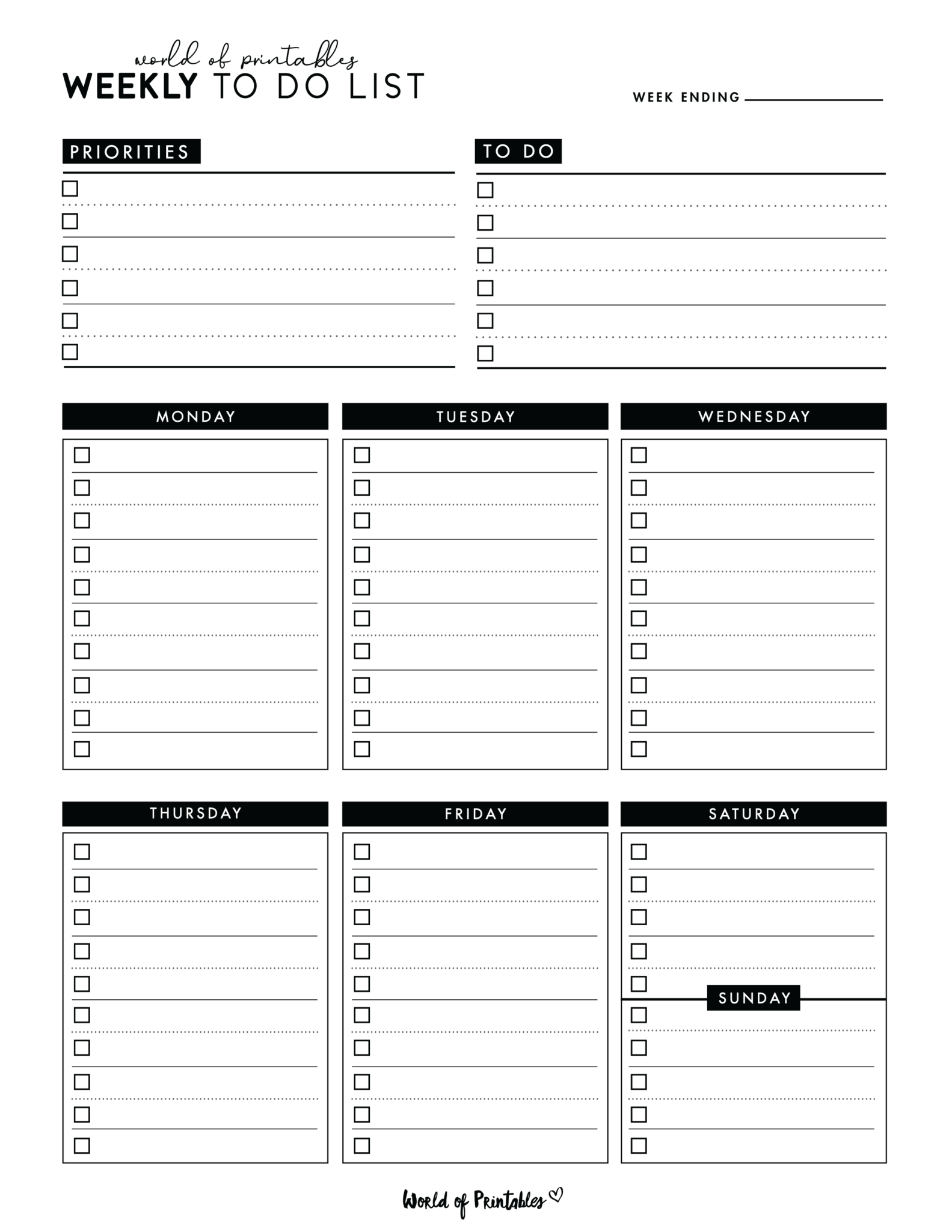Weekly To Do List Templates World Of Printables To Do Lists 