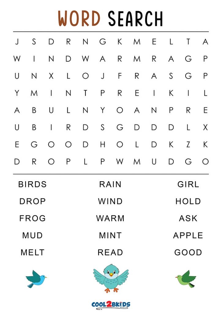 Word Puzzles For 1st Graders