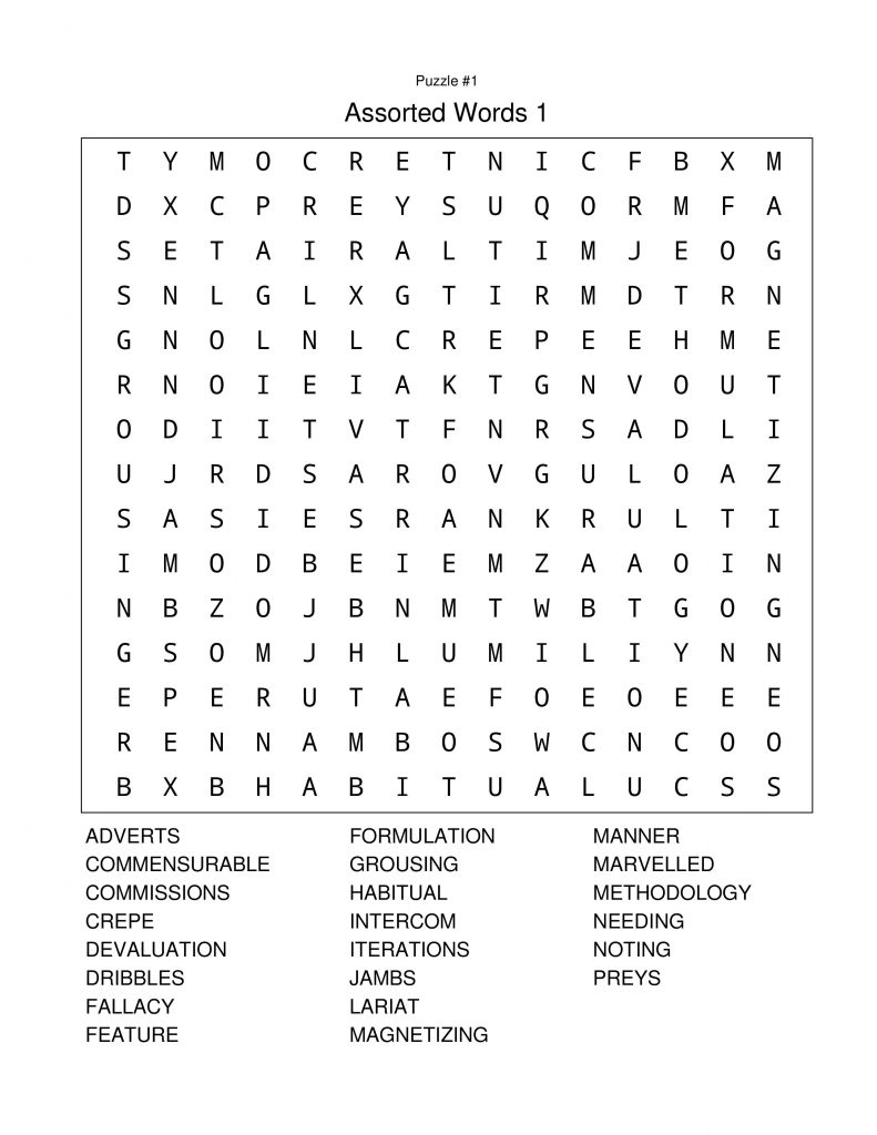 Word Search Puzzle For Adults Printable Word Search Maker
