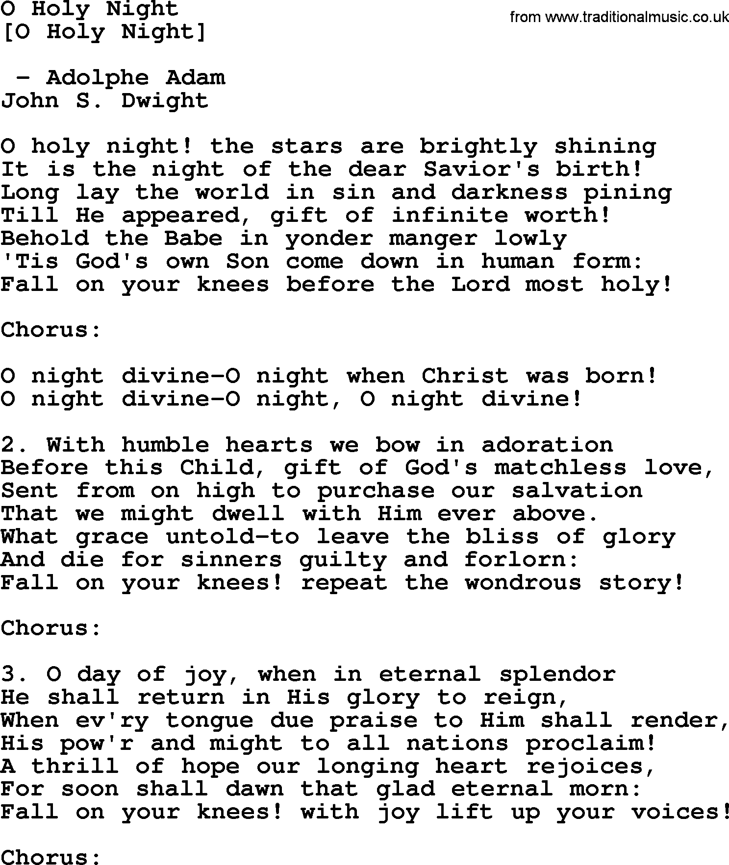 Words To O Holy Night Printable